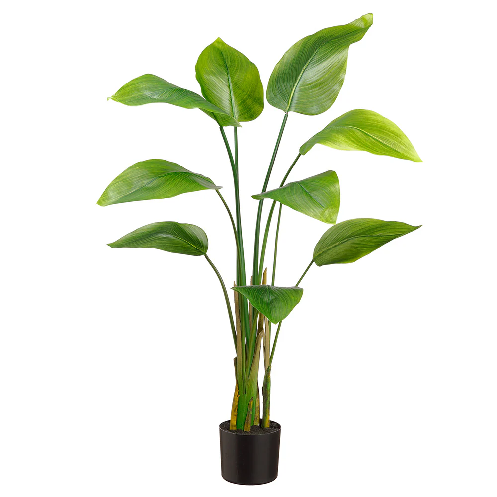 47" Silk Banana Leaf Palm Tree w/Plastic Pot -Green (Pack of 2)