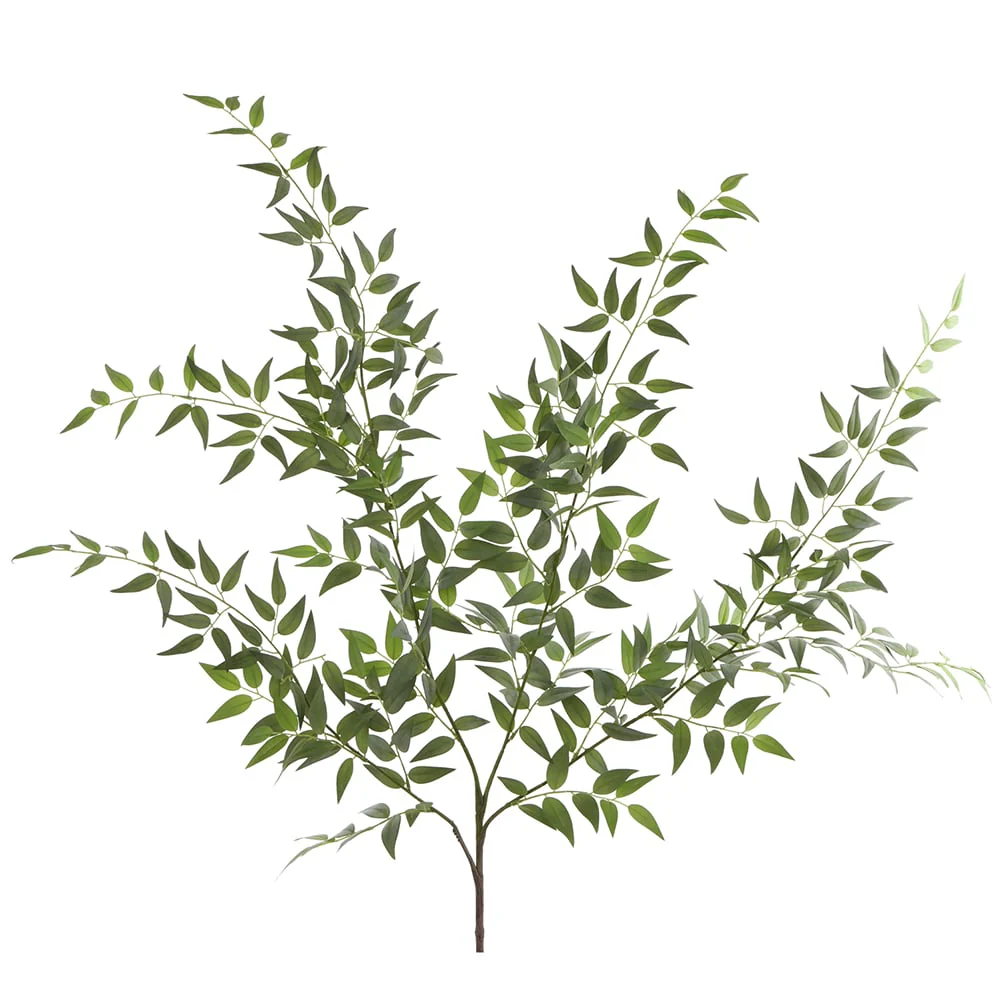 47" Silk Italian Ruscus Leaf Plant -Green/Gray (Pack of 6)
