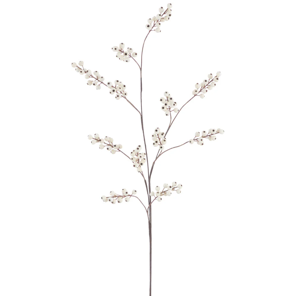 48" Artificial Berry Stem -Cream (Pack of 12)