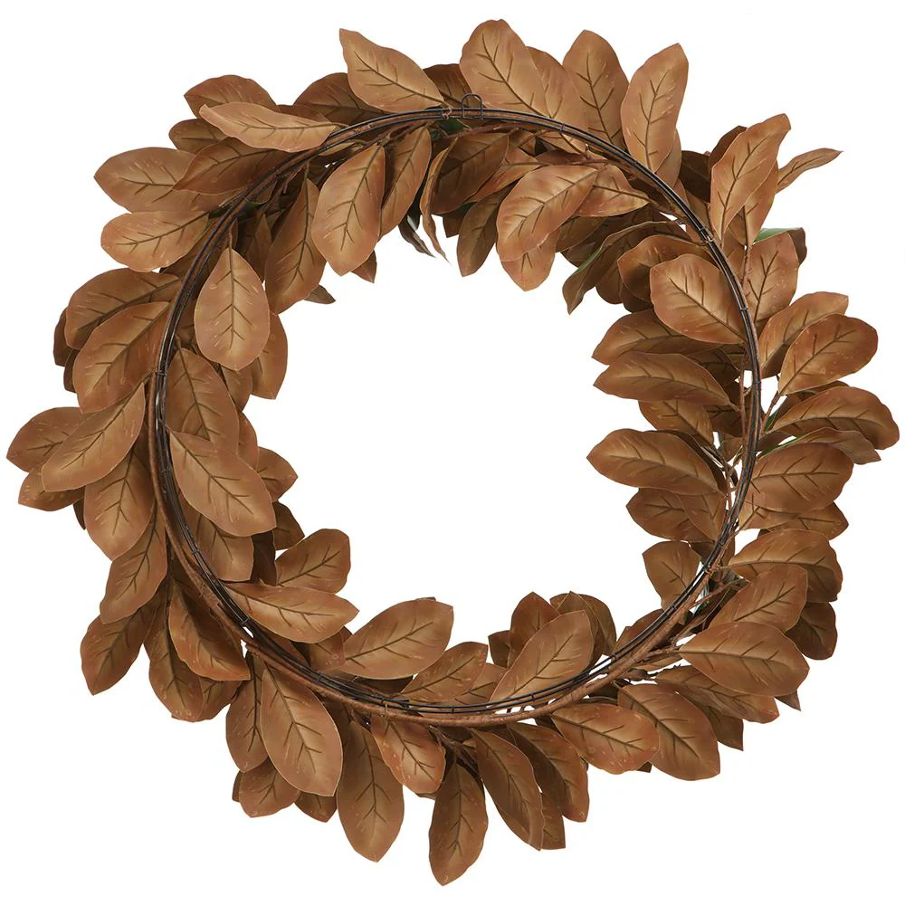 48" Artificial Magnolia Leaf Wreath -Green - Image 2