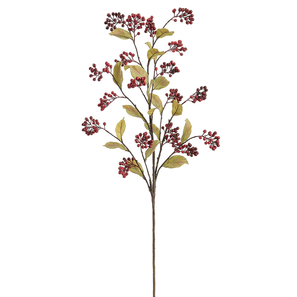48" Crape Myrtle Berry Artificial Flower Stem -Red (Pack of 12)