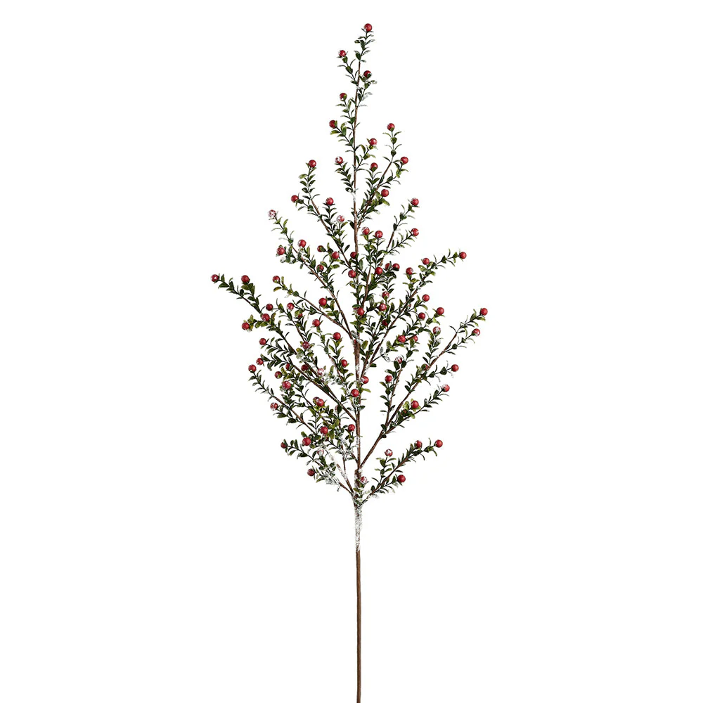 48" Flocked Artificial Berry Stem -Red (Pack of 12)