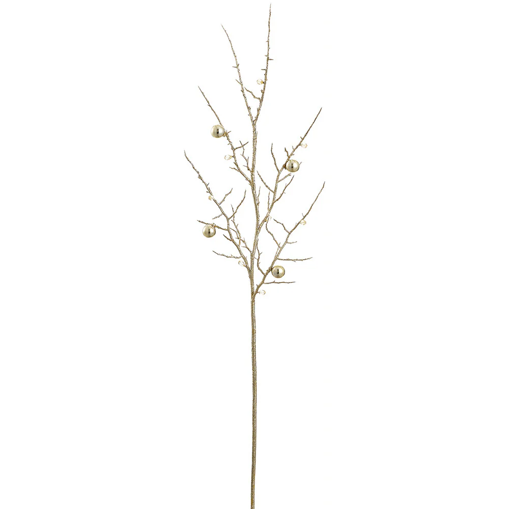 48" Glittered Artificial Ball & Twig Stem -Gold (Pack of 12)