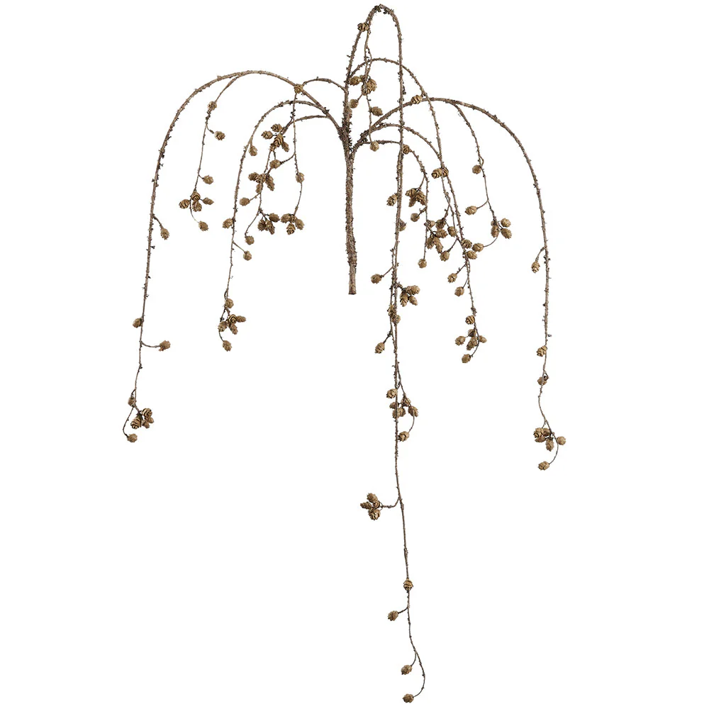 48" Hanging Artificial Plastic Mini Pinecone Stem -Brown (Pack of 12)