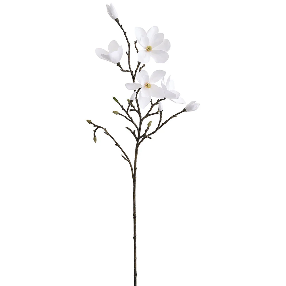 48" Magnolia Silk Flower Stem -White (Pack of 6)