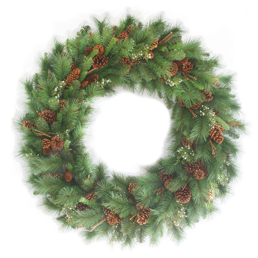 48" Mixed Sugar Pine Artificial Hanging Wreath w/Pinecones -Green/Brown