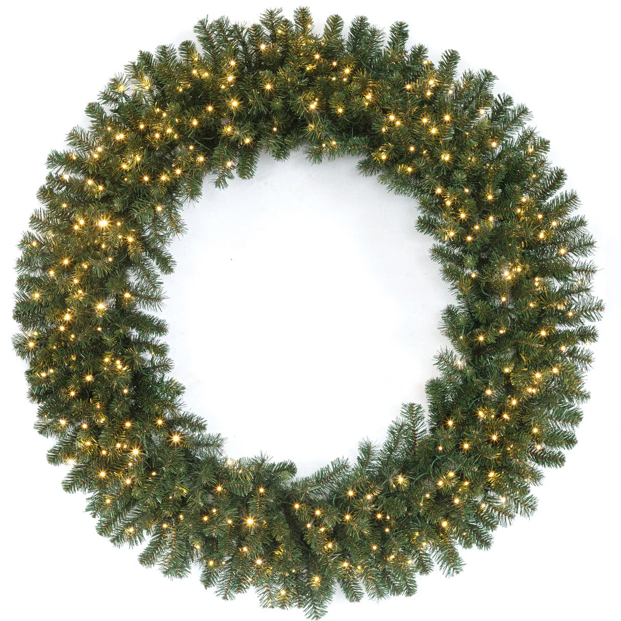 48" PE Artificial Grand Noble Fir Wreath, Micro LED Pre-Lit (Multi-Mode) -Green - Image 2