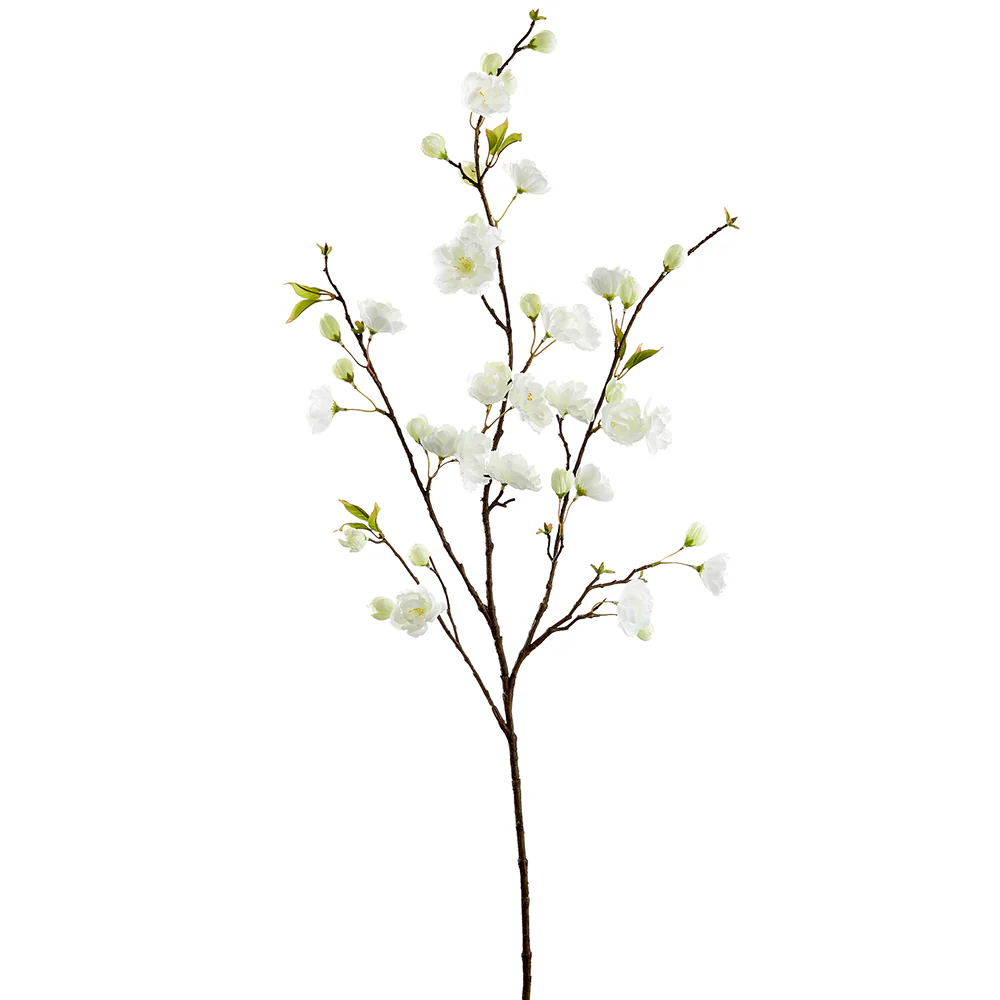 48" Silk Cherry Tree Blossom Flower Stem -White (Pack of 12)