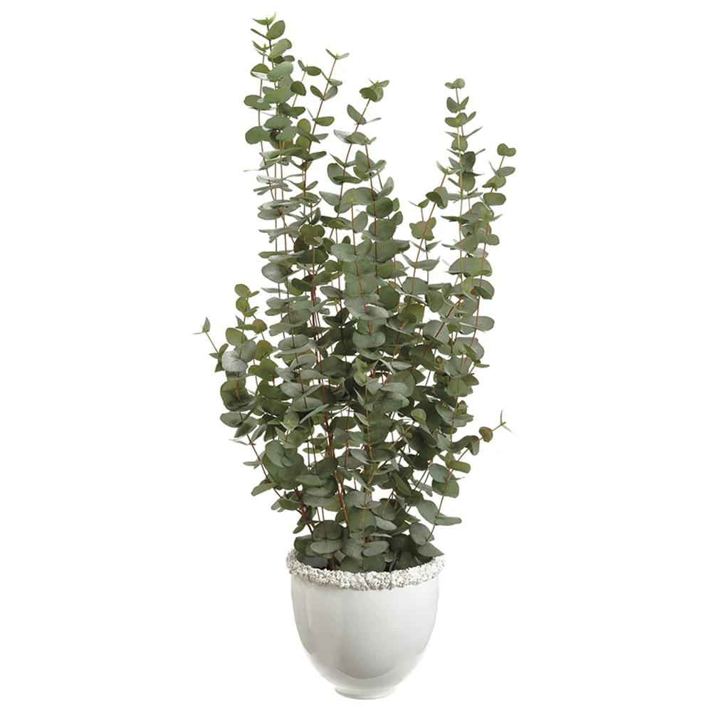 48" Silk Eucalyptus Plant w/Ceramic Vase -Green