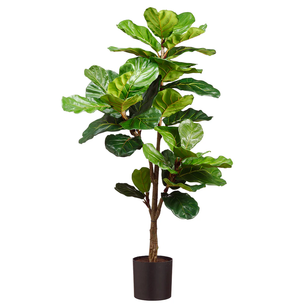 4'8" Silk Fiddle Leaf Fig Plant w/Plastic Pot -Green