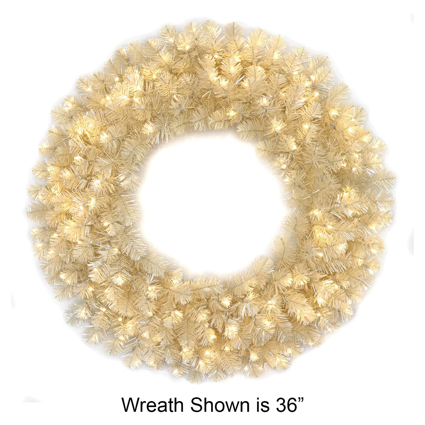48" Tinsel Matt Vintage Artificial Wreath, Micro LED Pre-Lit -White