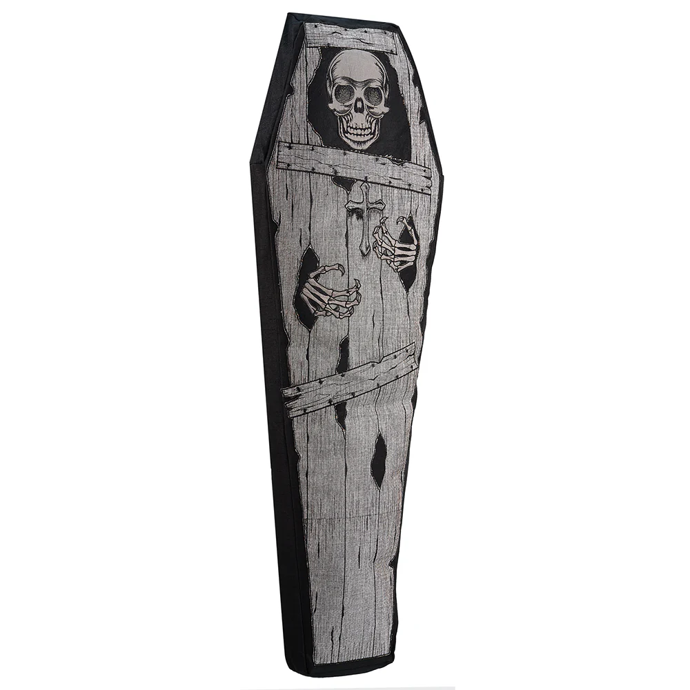 48"x15" Halloween Skeleton Coffin Pillow -Black/Beige (Pack of 2)