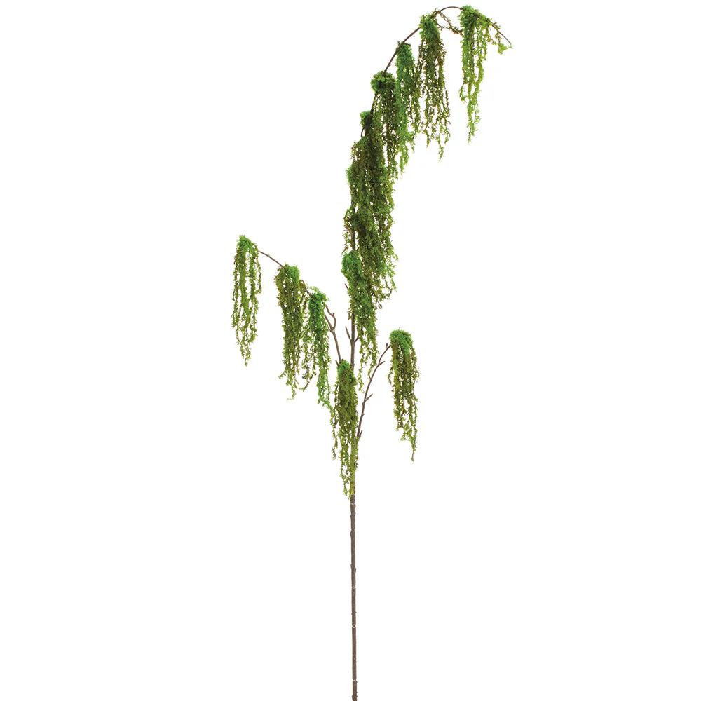 49" Hanging Moss Covered Twig Artificial Stem -Green (Pack of 12)