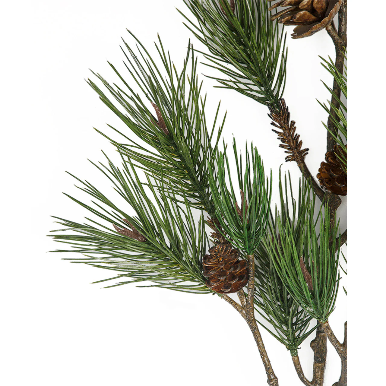 49" PE Pine & Pinecone Artificial Stem -Green/Brown (Pack of 4) - Image 2