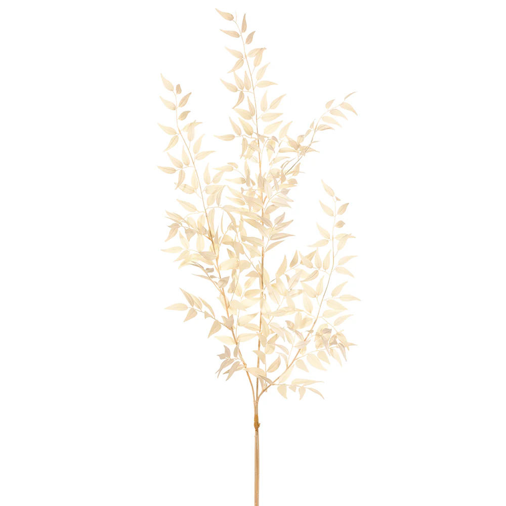 49" Silk Italian Ruscus Leaf Stem Bundle -Cream (Pack of 6)