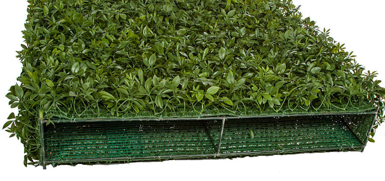 49"Hx48"Wx10"D Outdoor UV-Resistant Artificial Schefflera Leaf Topiary Hedge -2 Tone Green - Image 3