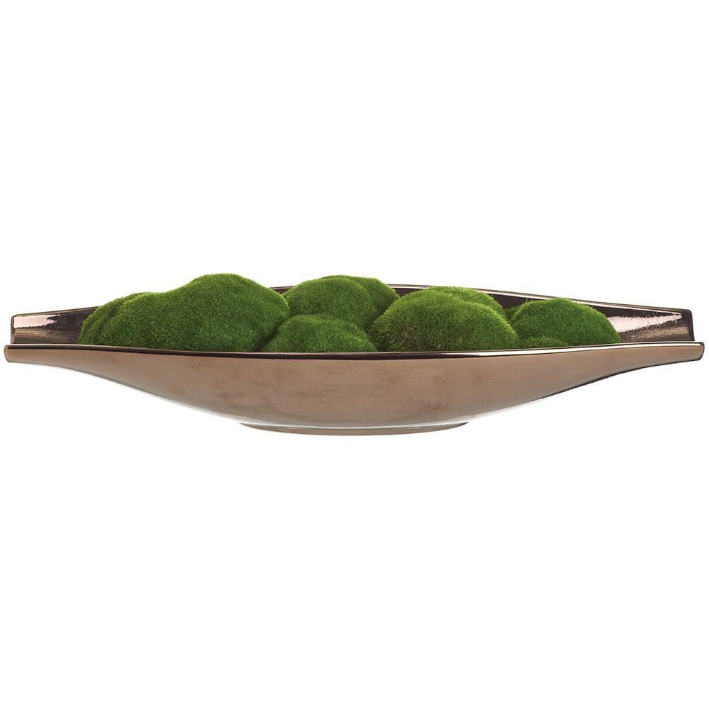 4"Hx18"W Artificial Moss Arrangement w/Ceramic Plate -Green