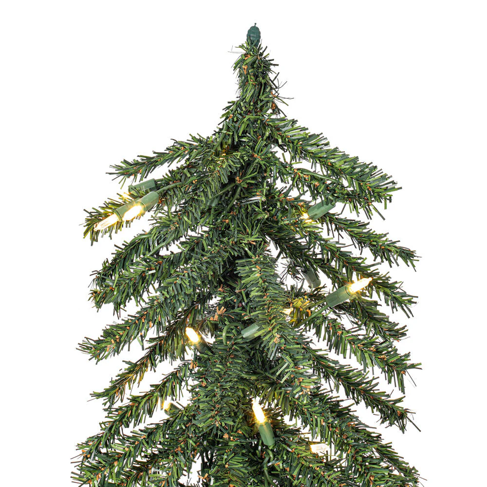 4'Hx25"W Set Of Natural Trunk With Bark Alpine Artificial Christmas Trees, LED Pre-Lit -Green - Image 3