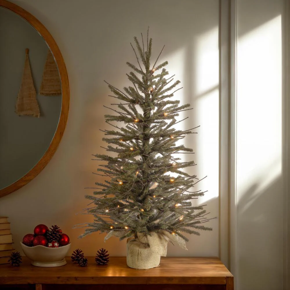 4'Hx28"W Vienna Twig Artificial Christmas Tree, LED Pre-Lit -Brown/Green - Image 3