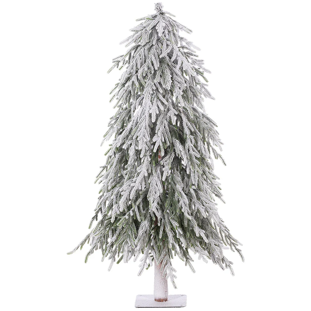 4'Hx32"W Flocked Artificial Willow Pine Tree, Unlit -White