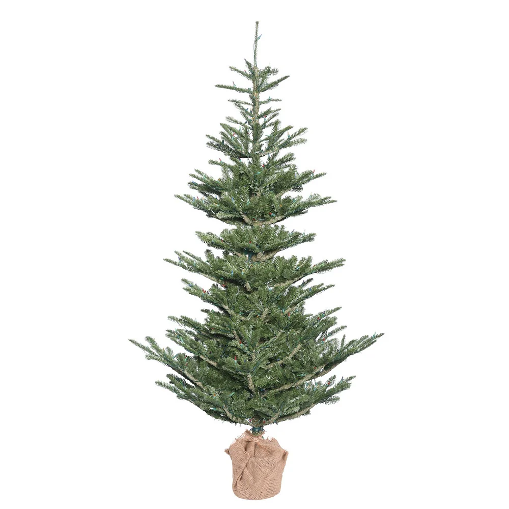 4'Hx32"W PE Alberta Spruce Artificial Christmas Tree w/Burlap Base, Unlit -Green