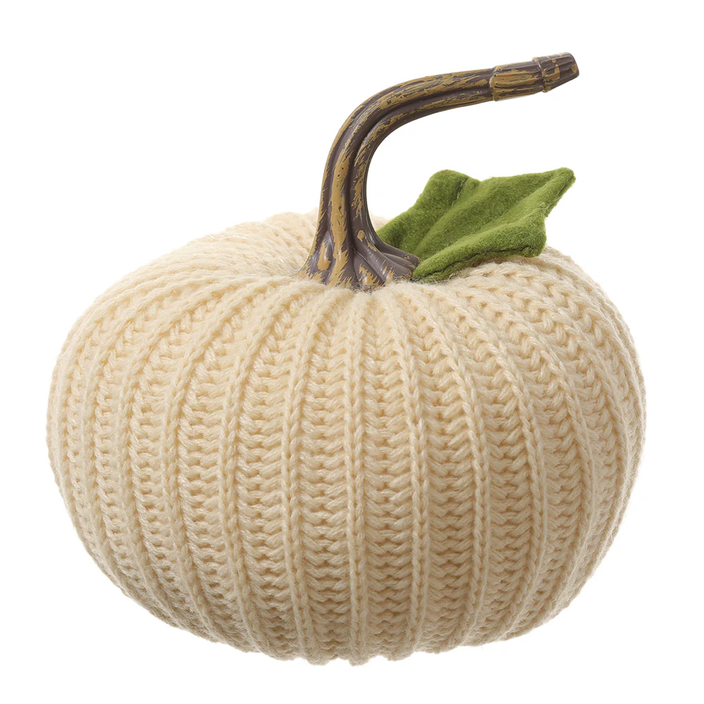 5.5"Hx5"W Artificial Knitted Pumpkin -Cream (Pack of 12)
