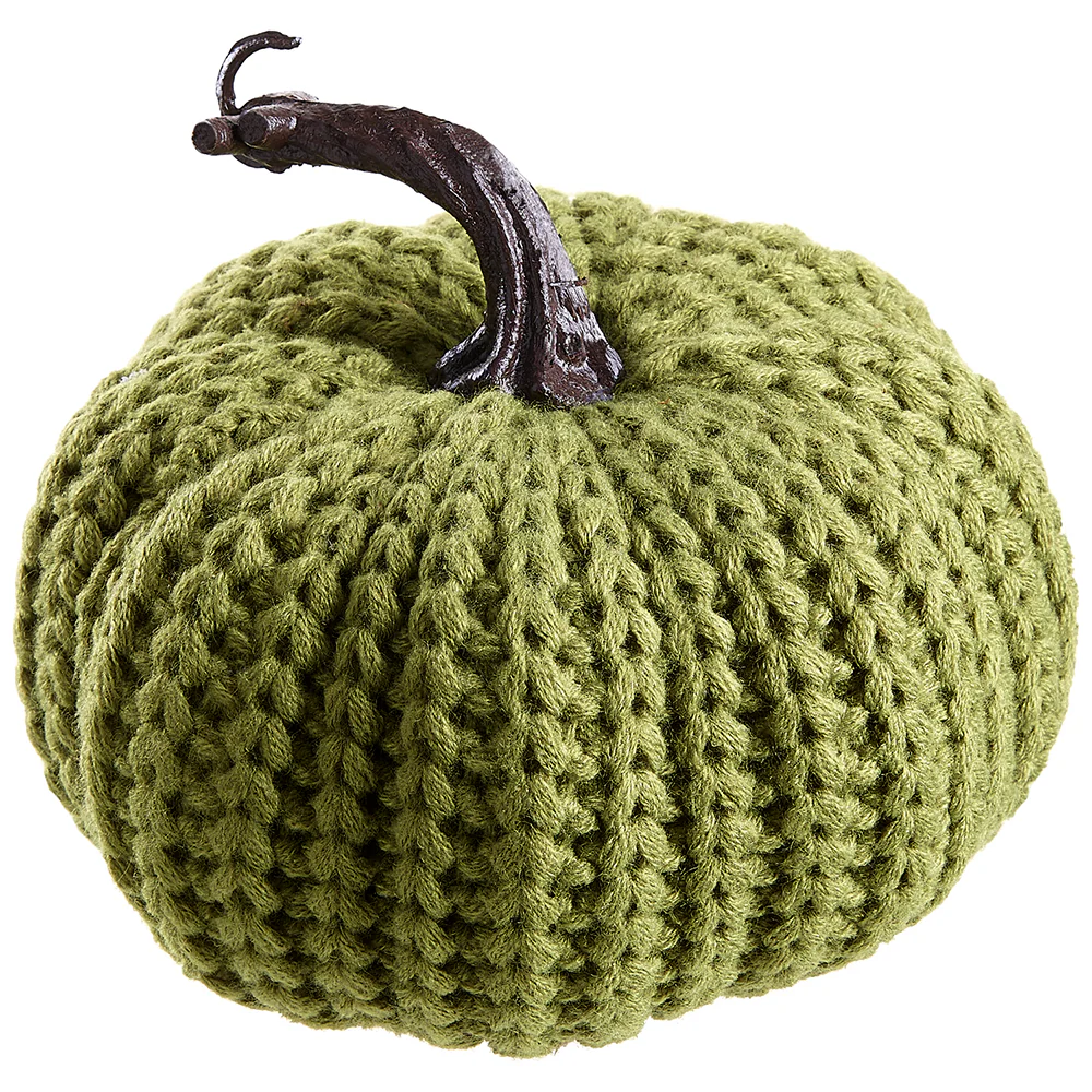 5.5"Hx6.6"W Artificial Knitted Pumpkin -Green (Pack of 2)