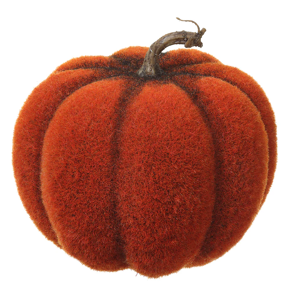 5.5"Hx6"W Artificial Flocking Pumpkin -Rust (Pack of 6)