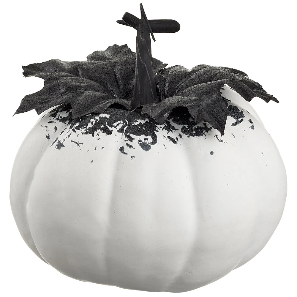 5.5"Hx6"W Halloween Pumpkin -White/Black (Pack of 6)