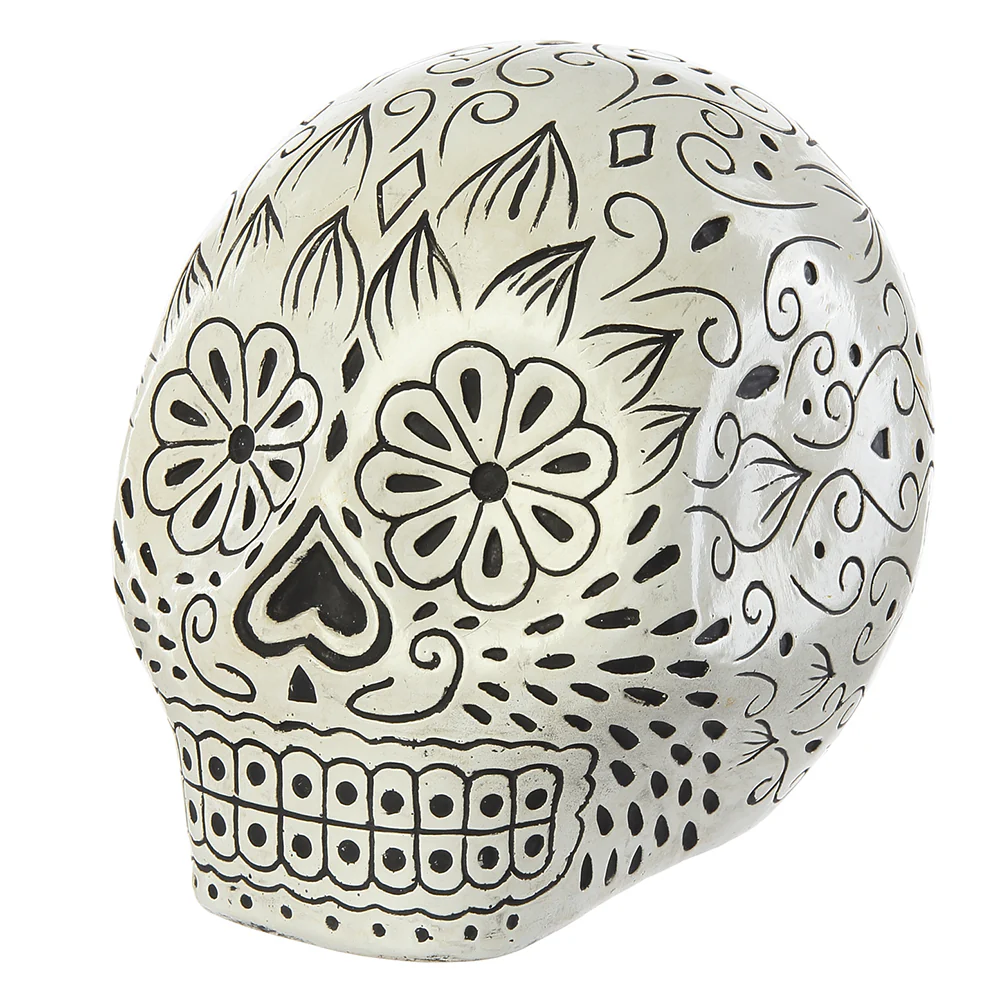 5.7" Halloween Skull -White/Black (Pack of 2)
