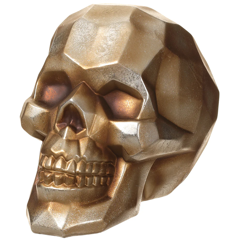 5.9" Halloween Skull With Light -Antique Gold (Pack of 6)