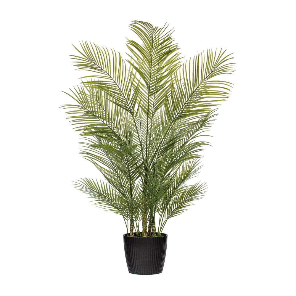 5' Areca Silk Palm Tree w/Plastic Pot -Green
