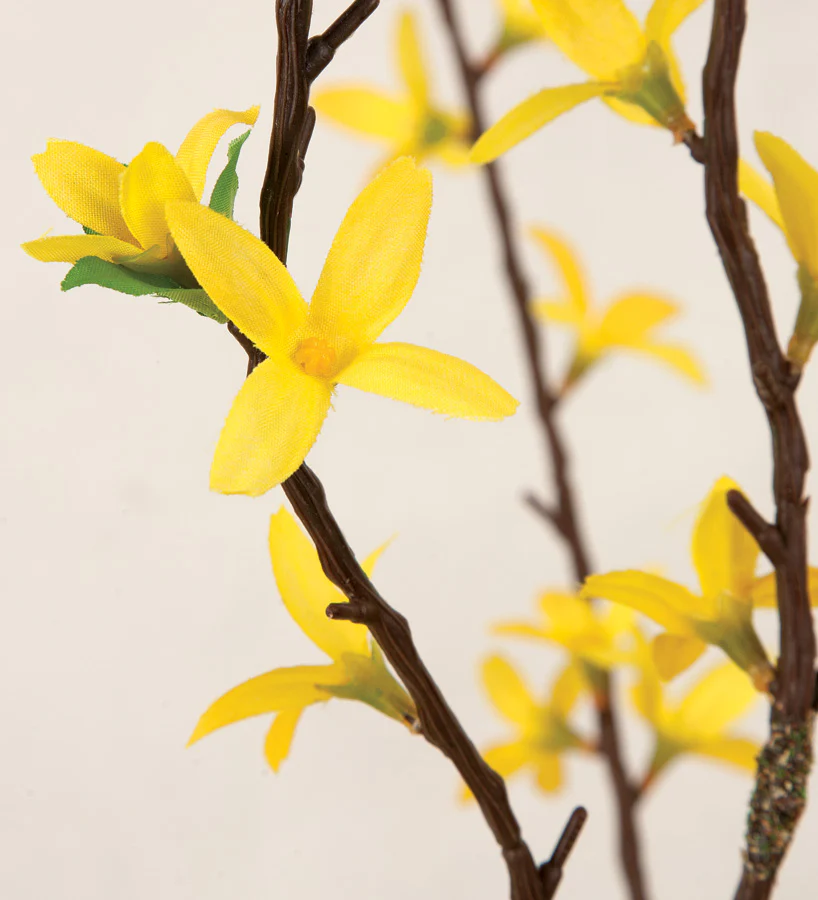 5' Forsythia Flower Silk Tree w/Pot -Yellow - Image 2