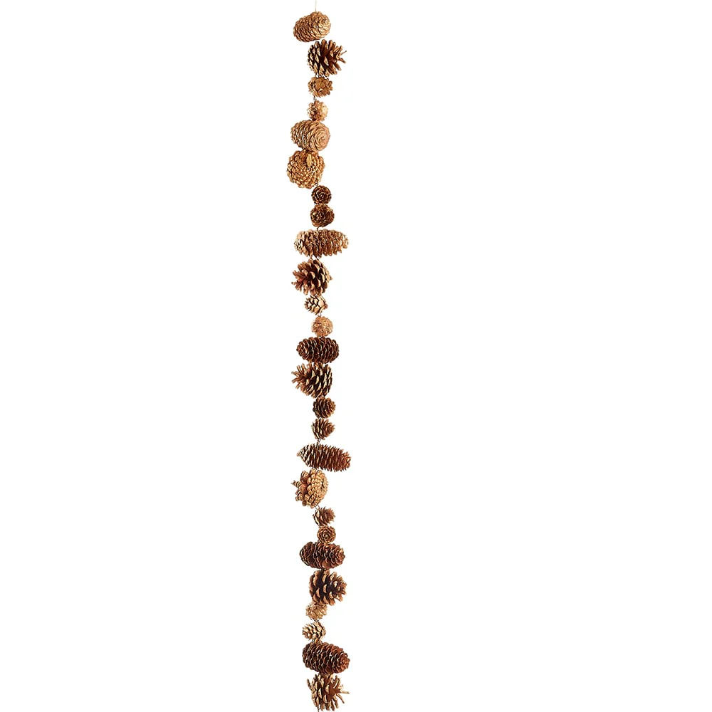 5' Glittered Artificial Pinecone Garland -Brown/Gold (Pack of 6)