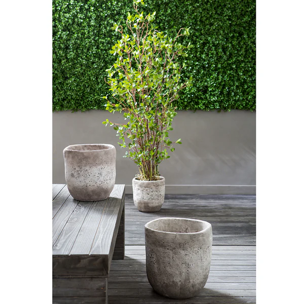 5' Mini Leaf Silk Plant w/Cement Planter -Green - Image 2
