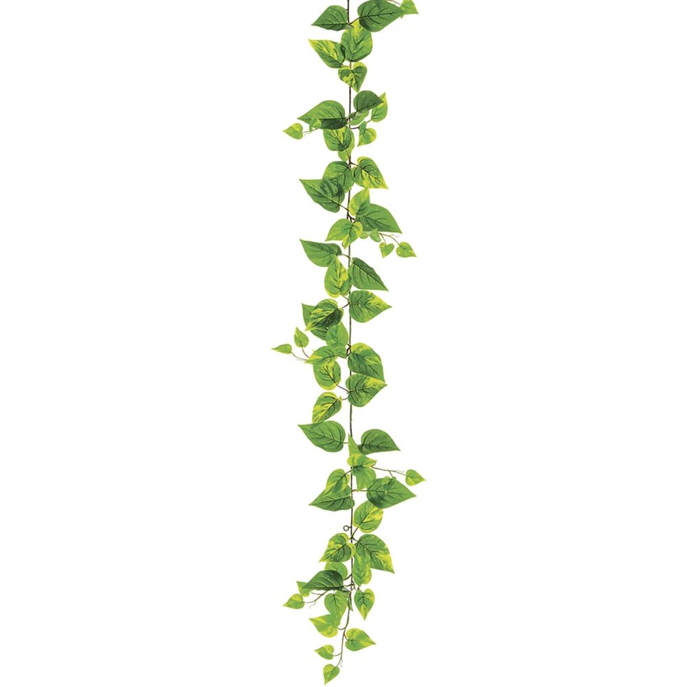 5' Outdoor UV-Resistant PVC IFR Artificial Pothos Leaf Garland -Green (Pack of 6)
