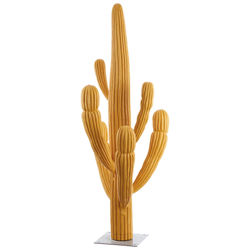 5' Saguaro Cactus Artificial Plant w/Metal Stand -Yellow