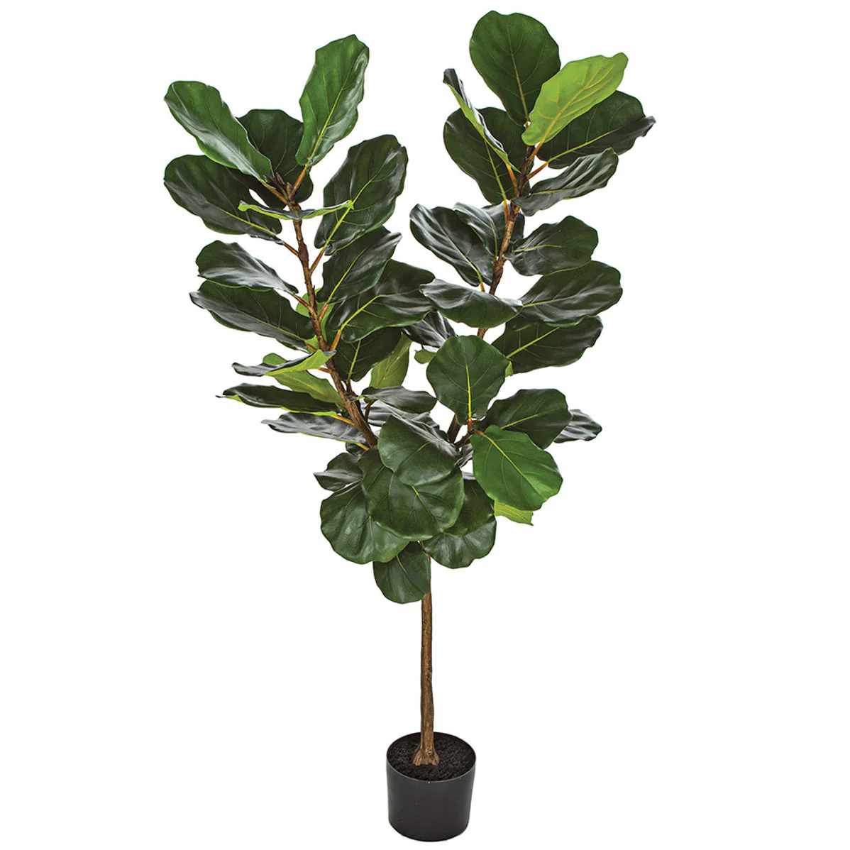 5' Soft-Touch Silk Fiddle Leaf Fig Tree w/Pot -Green
