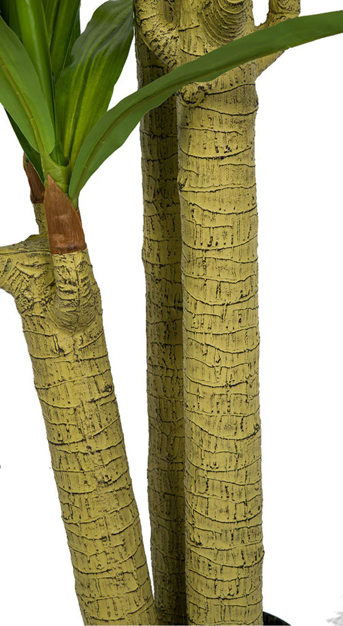 5' Soft-Touch Triple Trunk Dracaena Corn Plant Silk Tree w/Pot -Green - Image 3