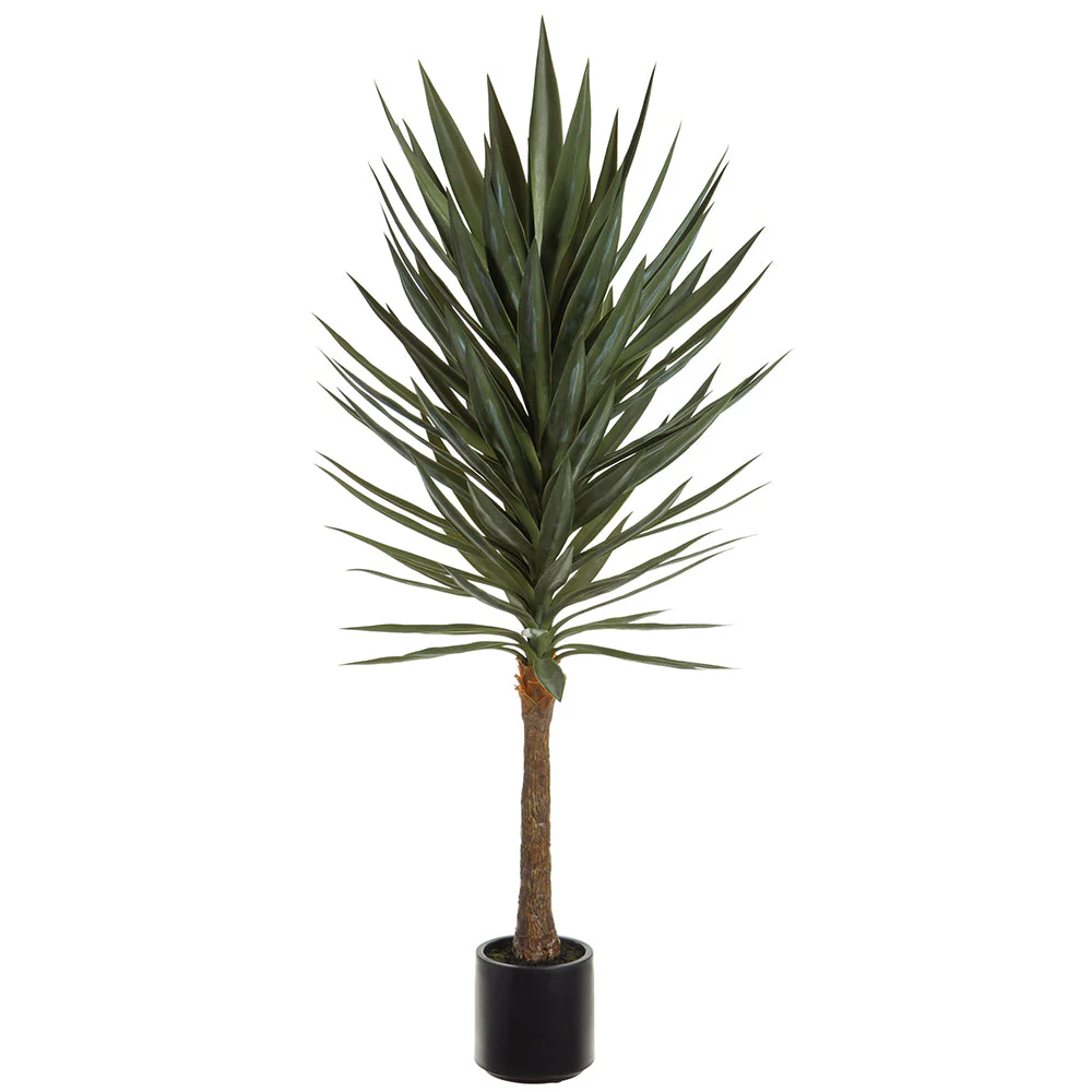 5' Yucca Artificial Tree w/Plastic Pot -Green