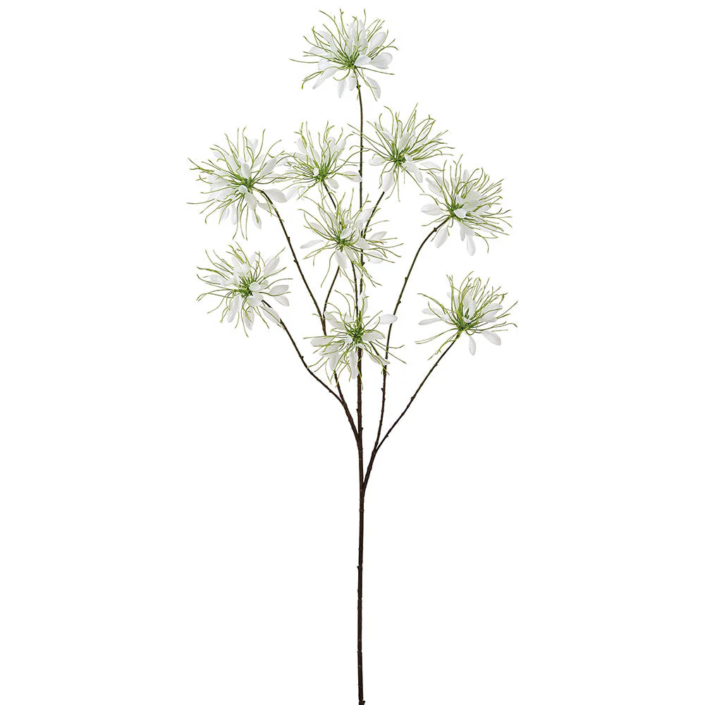 50.5" Cleome Spinosa Spiny Spiderflower Silk Flower Stem -White (Pack of 6)