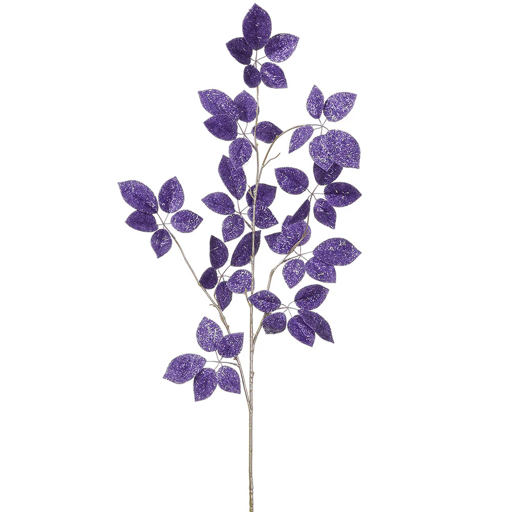 50.5" Metallic Artificial Schefflera Leaf Stem -Lavender (Pack of 6)