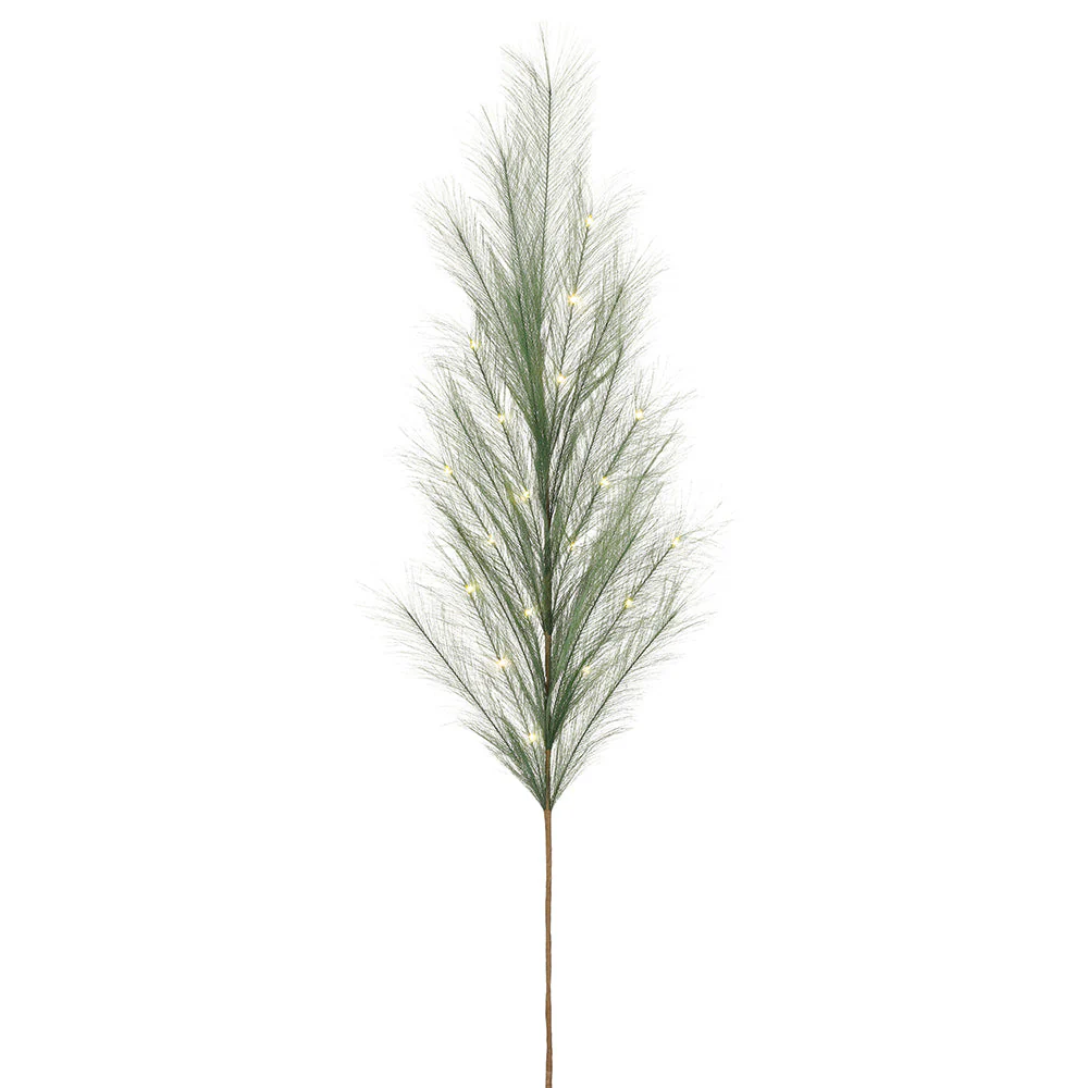 50" Artificial Pampas Grass Stem, Battery LED Pre-Lit -Green (Pack of 12)