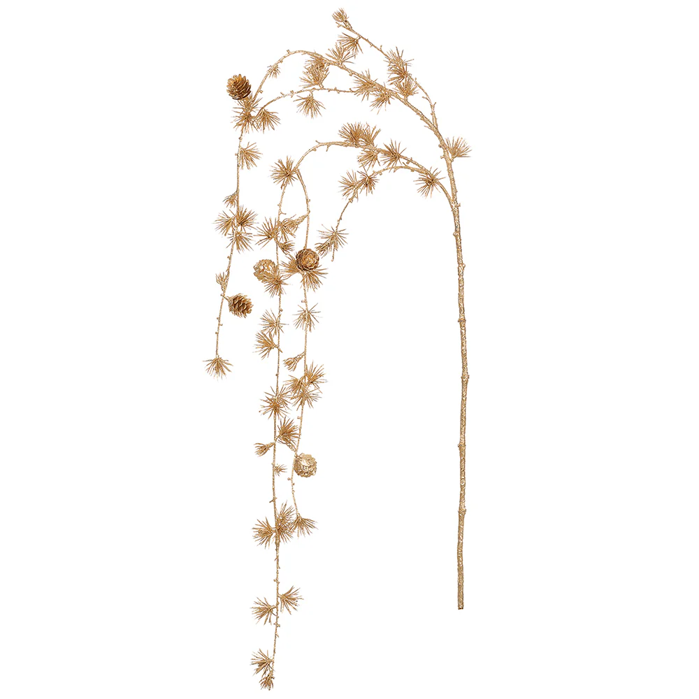 50" Hanging Metallic Artificial Larix Stem -Gold (Pack of 12)