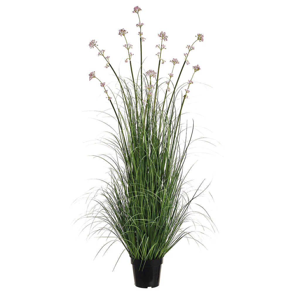 51" Milkweed Grass Artificial Plant w/Plastic Pot -Mauve/Green (Pack of 2)