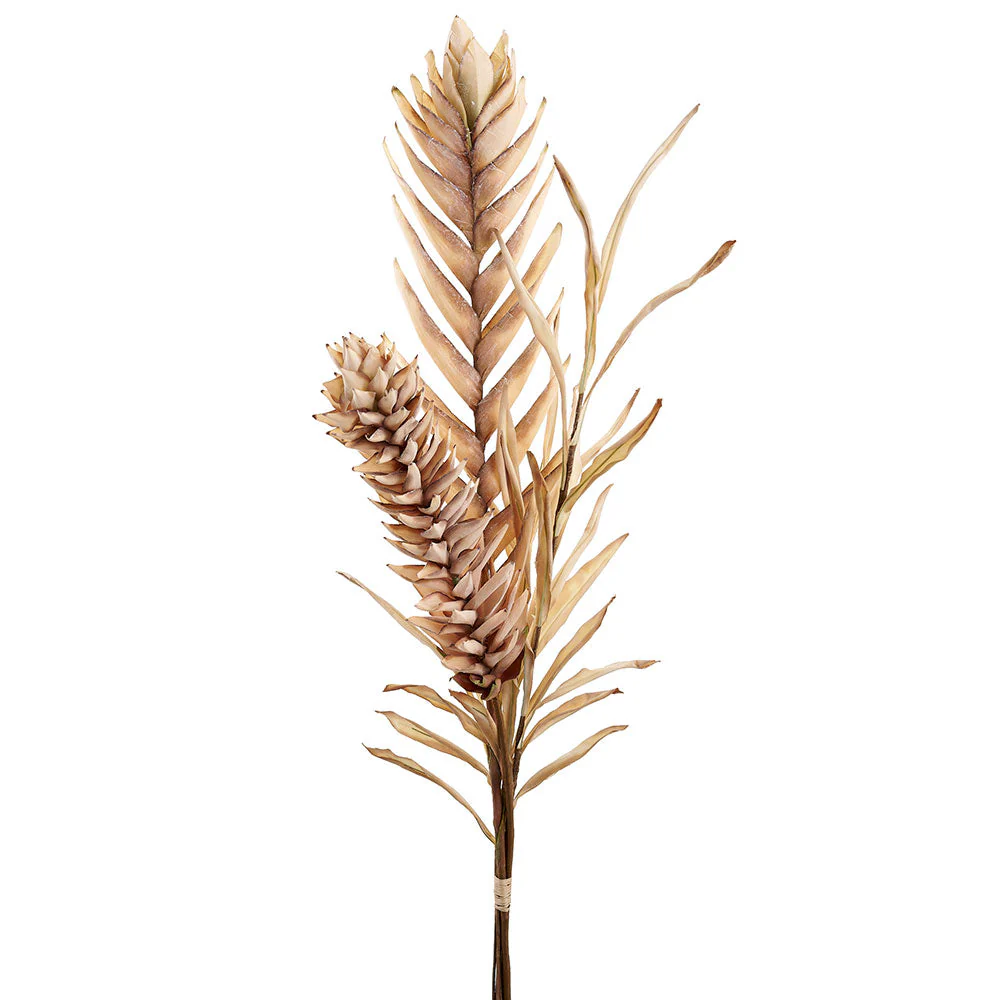 52.5" Dried-Look Artificial Ginger & Heliconia Flower Stem Bundle -Beige/Brown (Pack of 2)