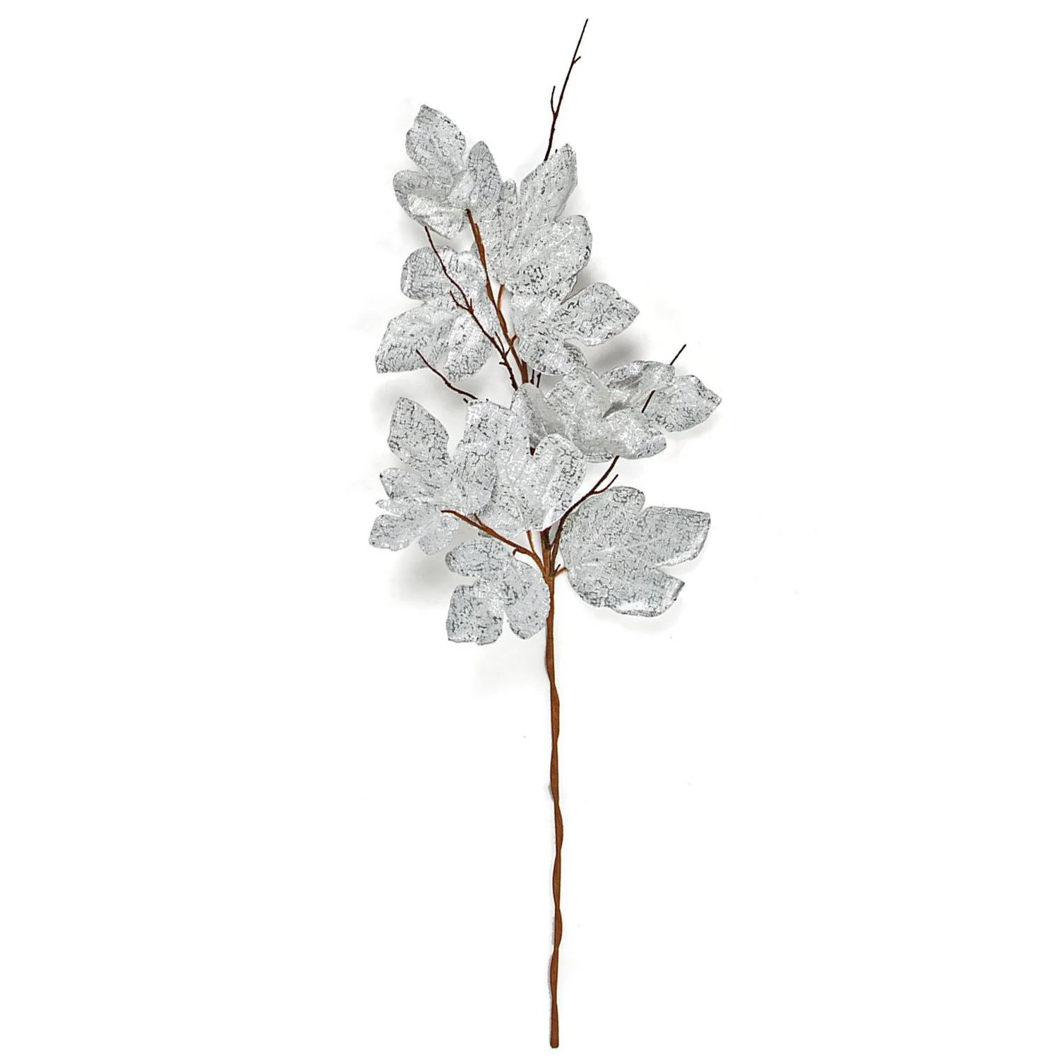52" Artificial Maple Leaf Stem -Silver (Pack of 6)