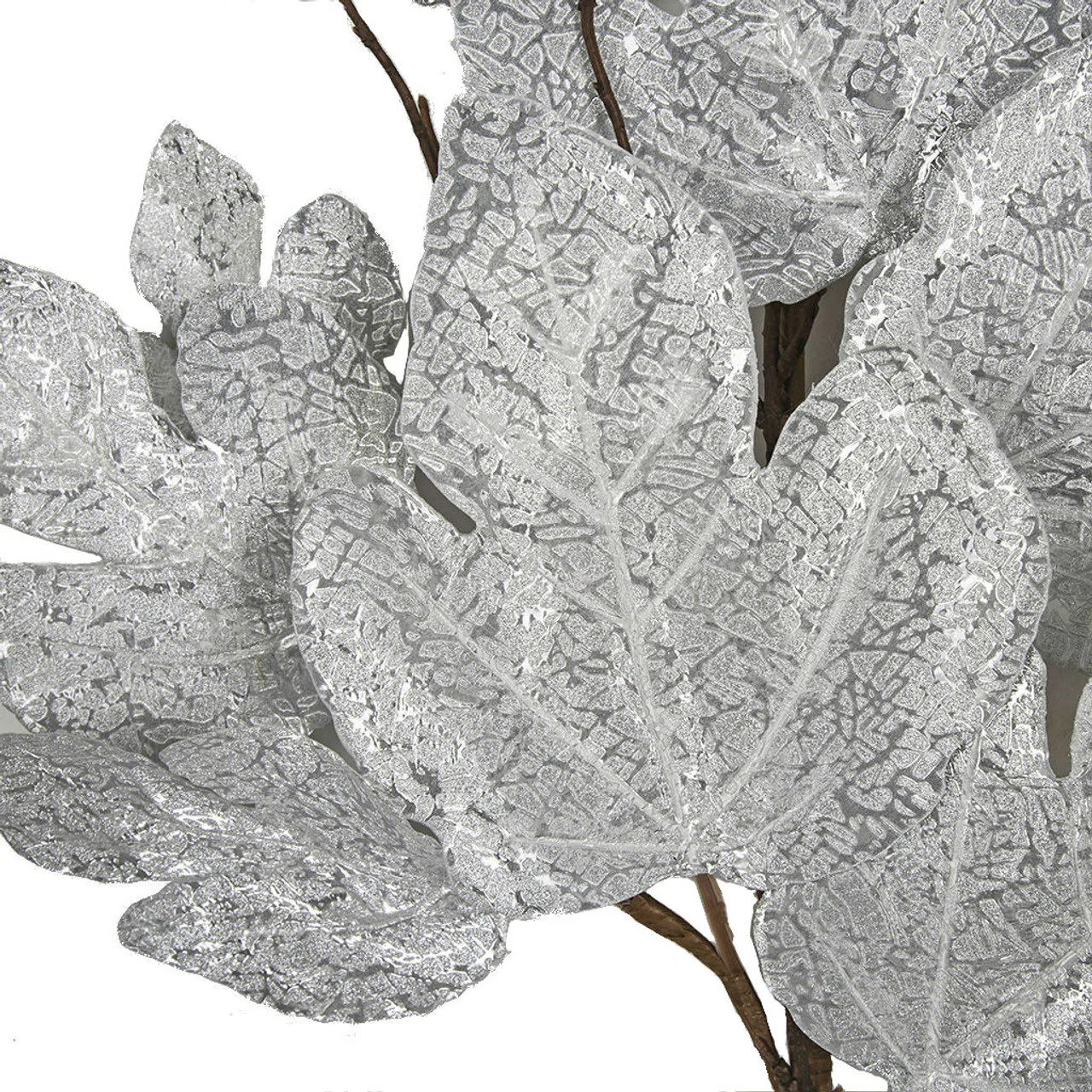 52" Artificial Maple Leaf Stem -Silver (Pack of 6) - Image 2