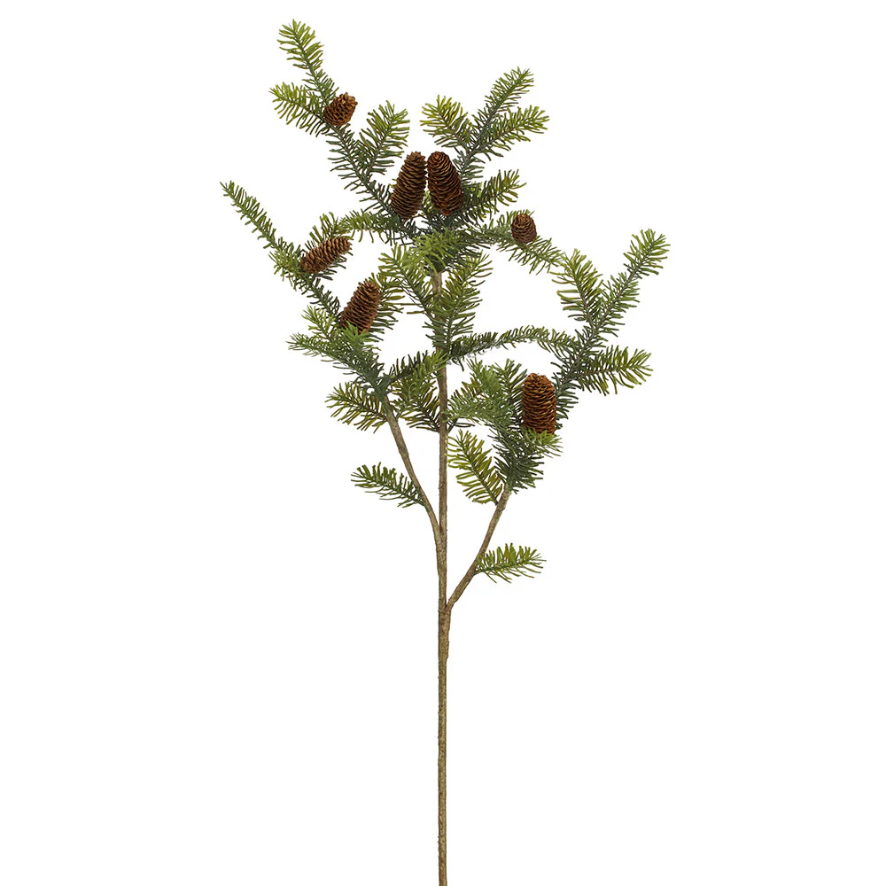 52" Artificial Pine & Pinecone Stem -Green/Brown (Pack of 4)