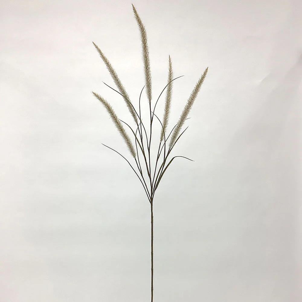 53" Artificial Flowering Fountain Grass Stem -Cream (Pack of 12)